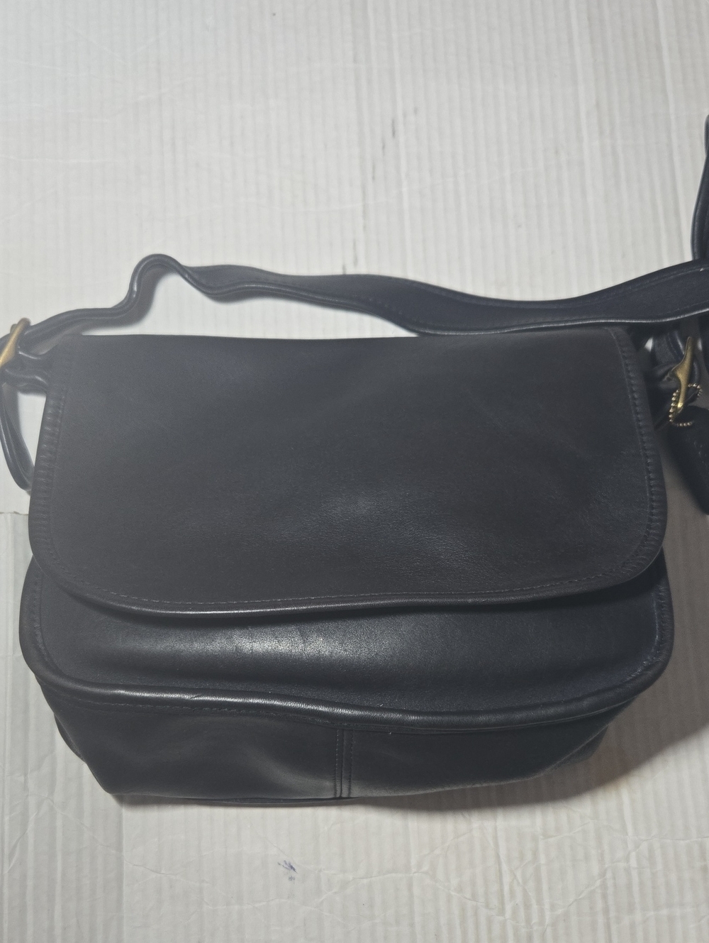 Classic Navy Blue Leather Shoulder Bag